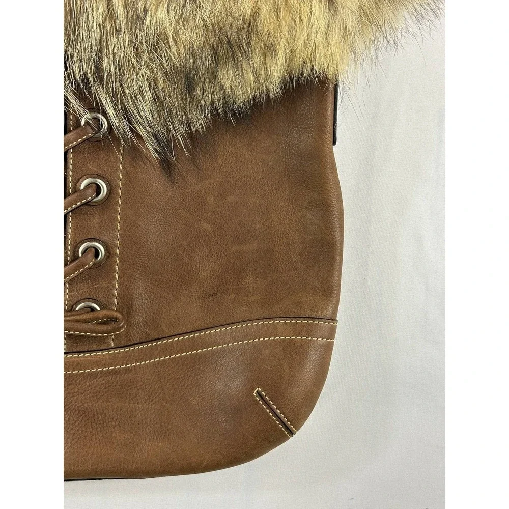 COACH Vintage 2004 Archival Rare Piece Cowhide & COYOTE FUR Hobo No. 1426 Purse